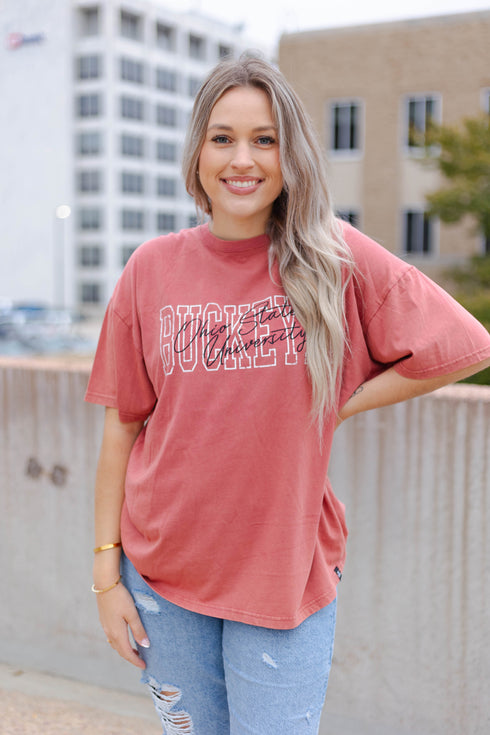 Ohio State Owens Outline Oversized Band Tee